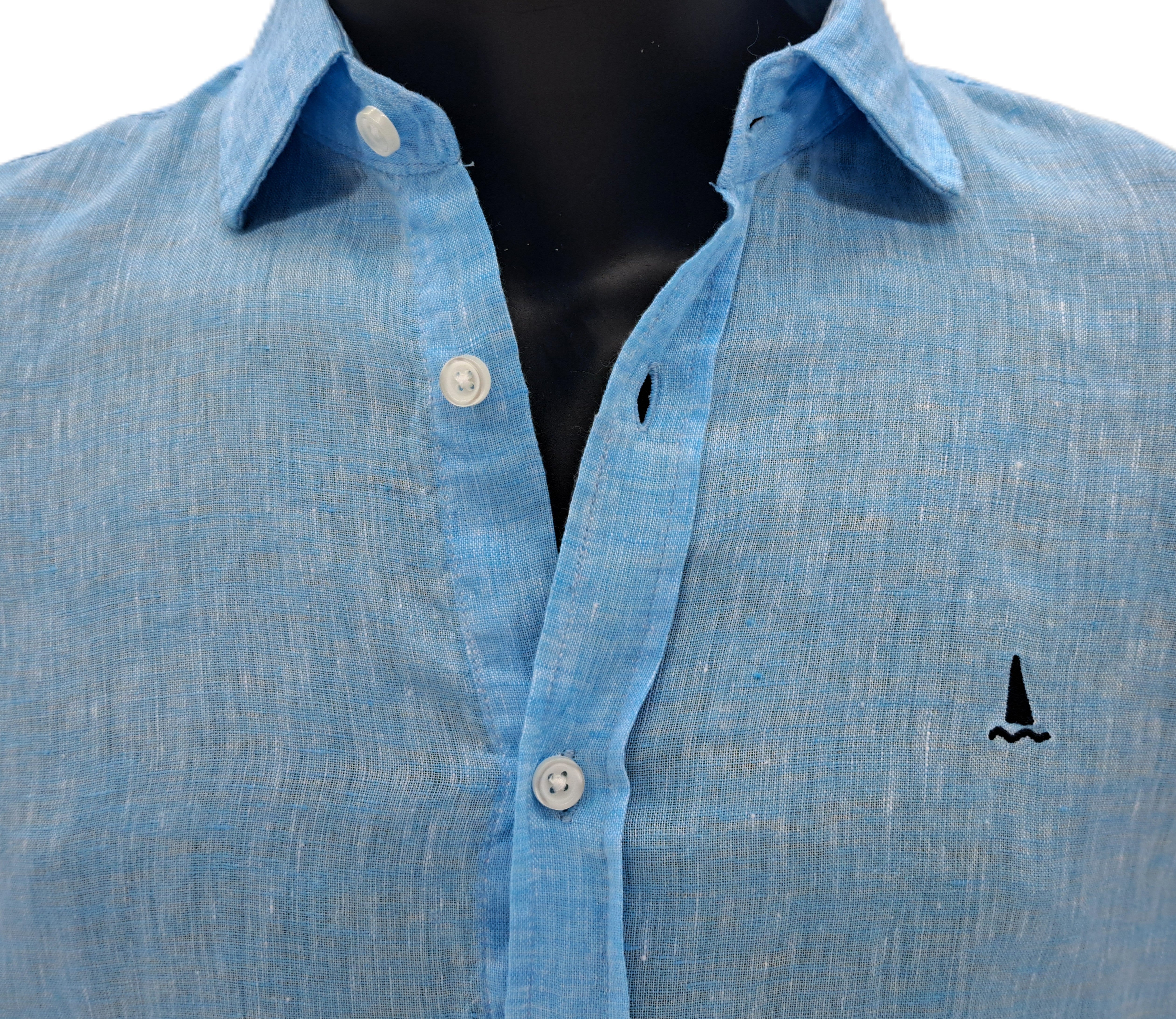 CAMISA LINO AZUL TURQUESA
