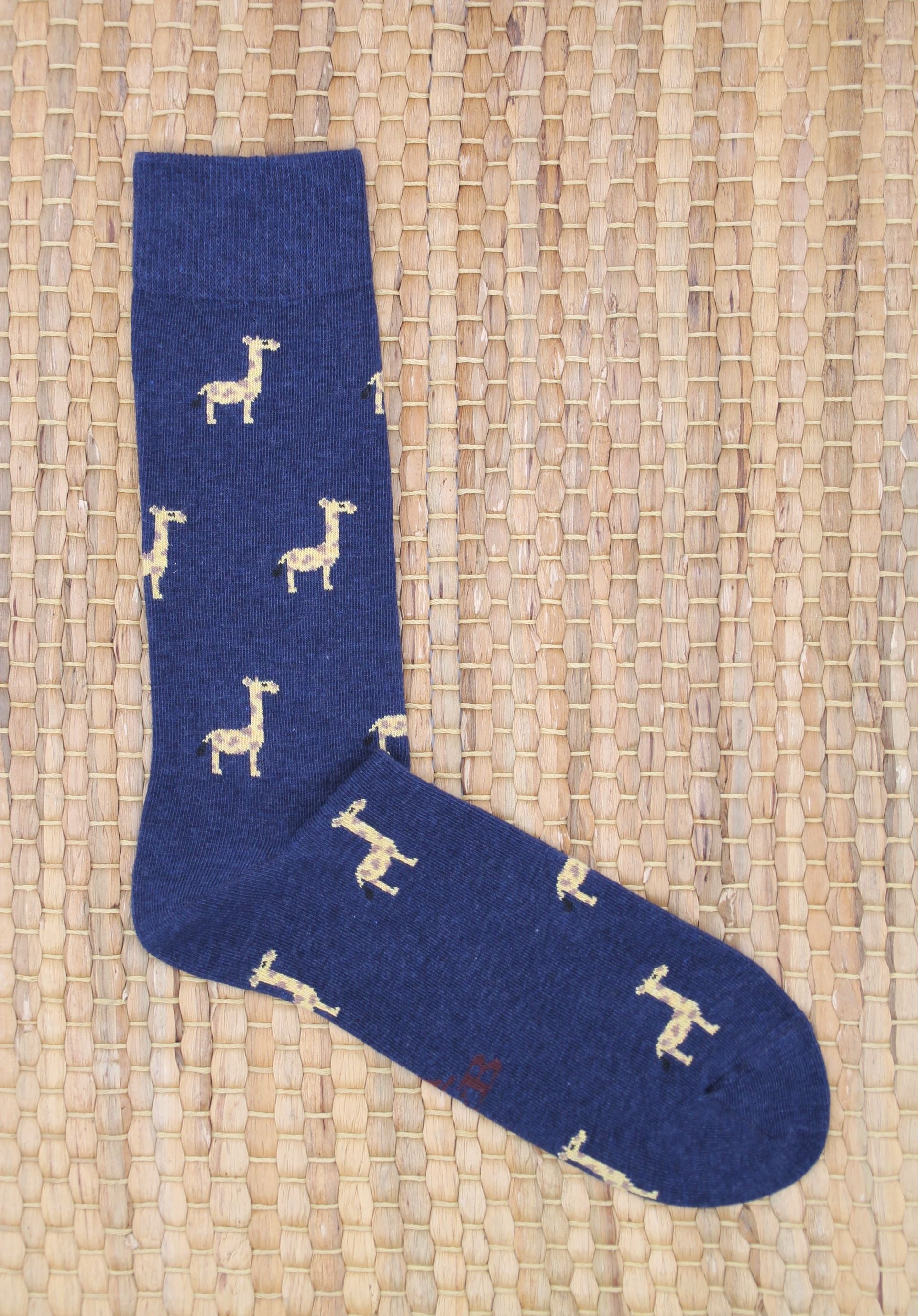 CALCETINES JIRAFAS AZUL MARINO B2B