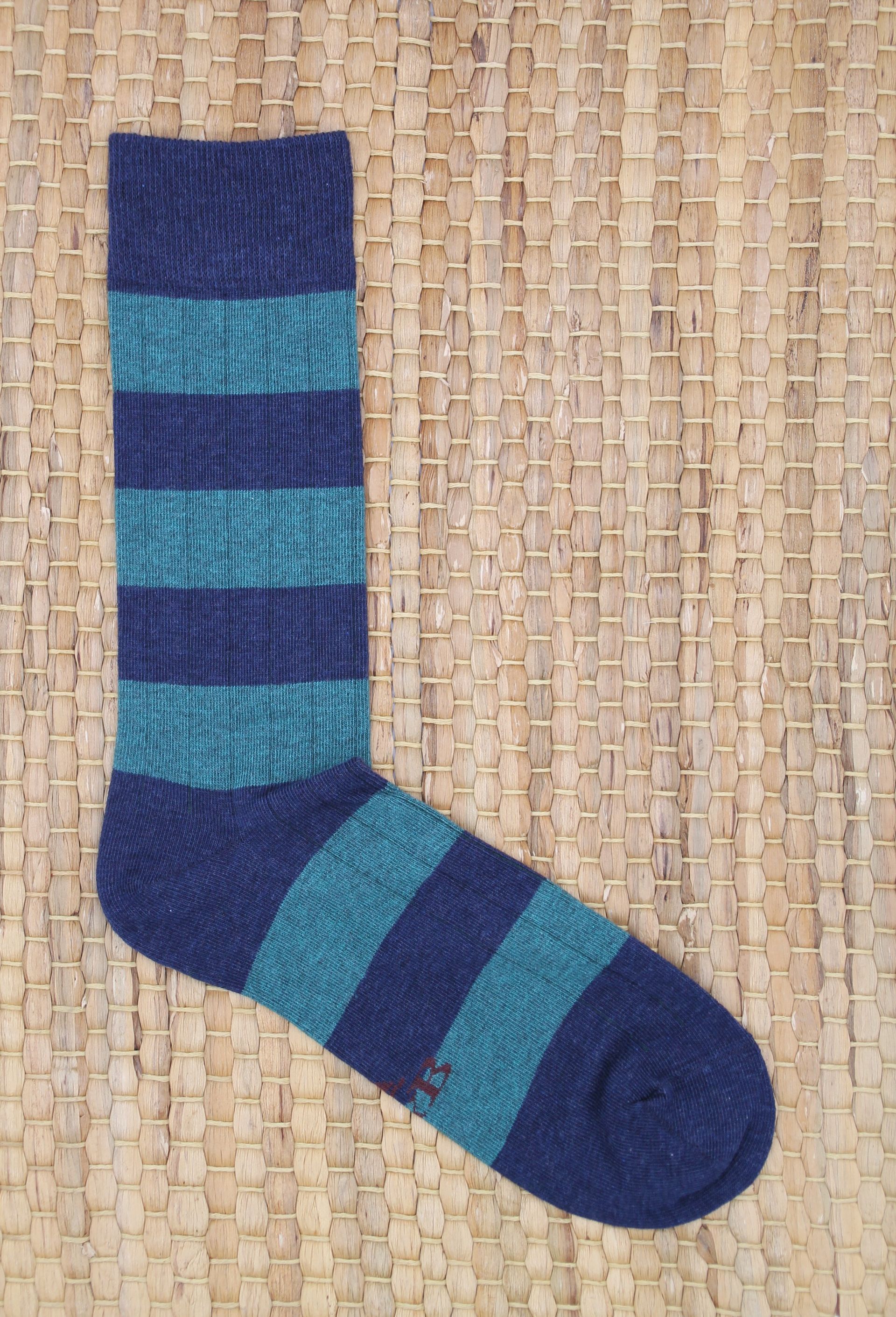 CALCETINES CANALÉ RAYAS AZUL MARINO - VERDE B2B