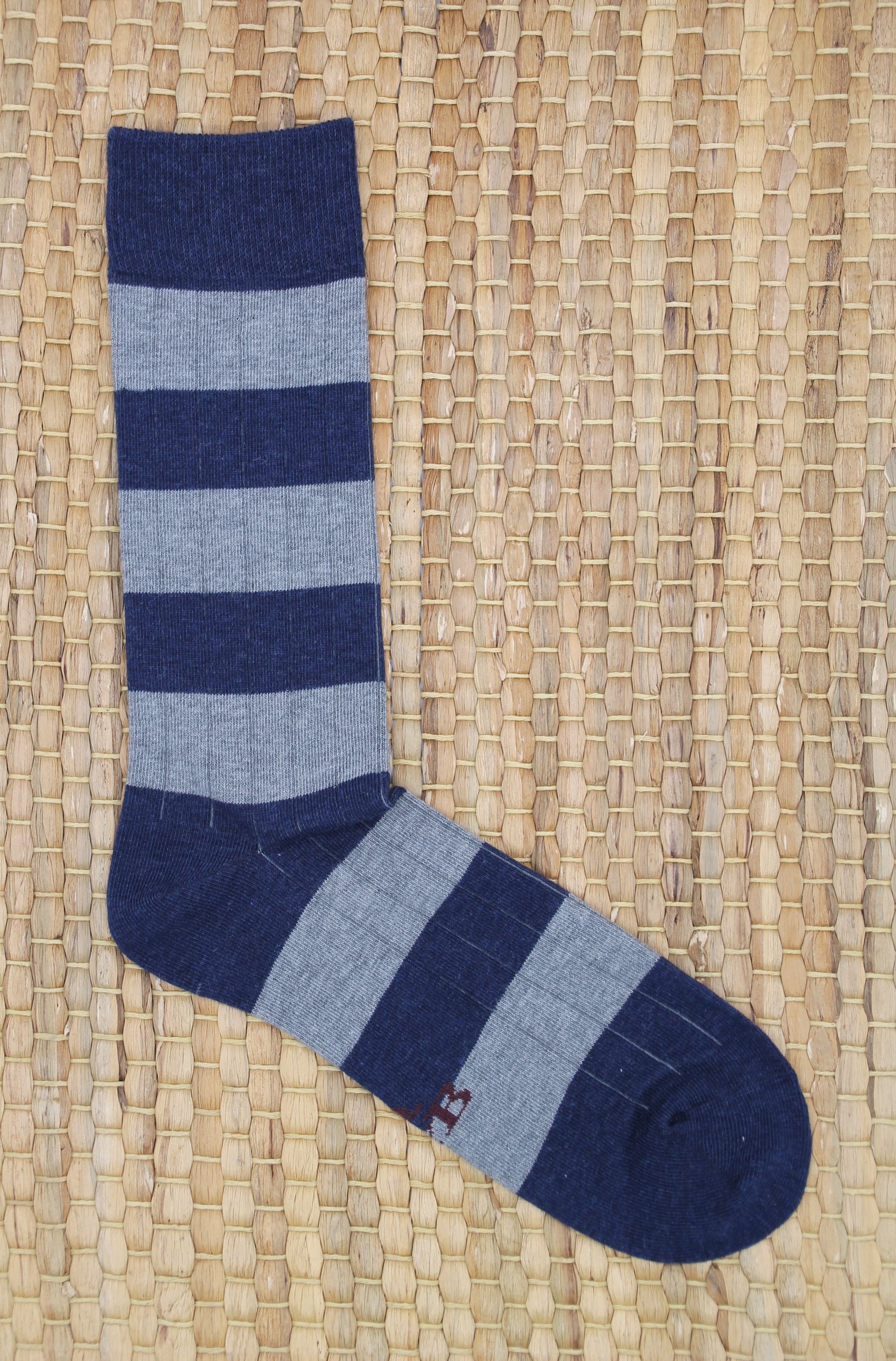 CALCETINES CANALÉ RAYAS AZÚL MARINO GRIS B2B