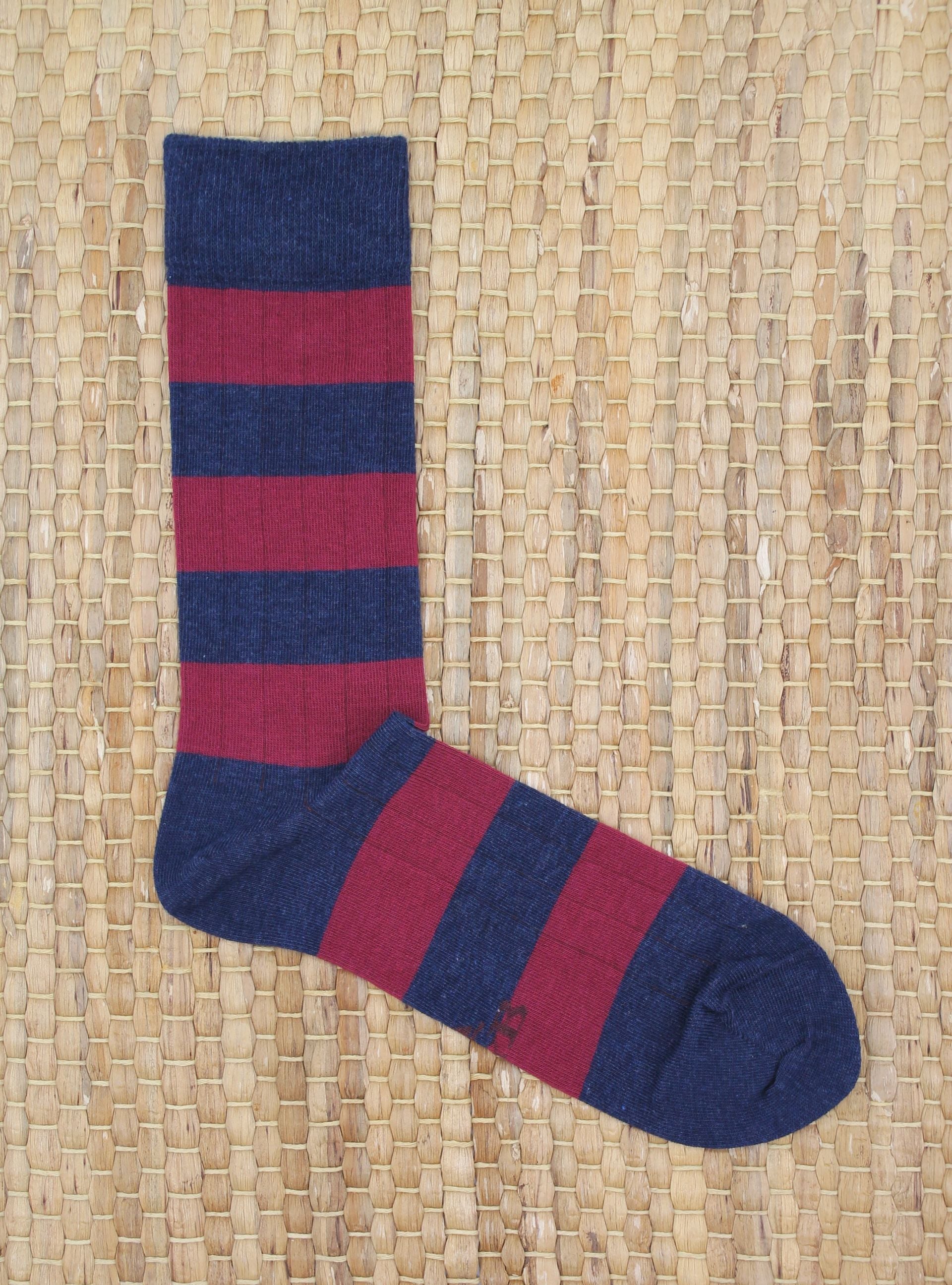 CALCETINES CANALÉ RAYAS GRANATES - AZUL MARINO B2B