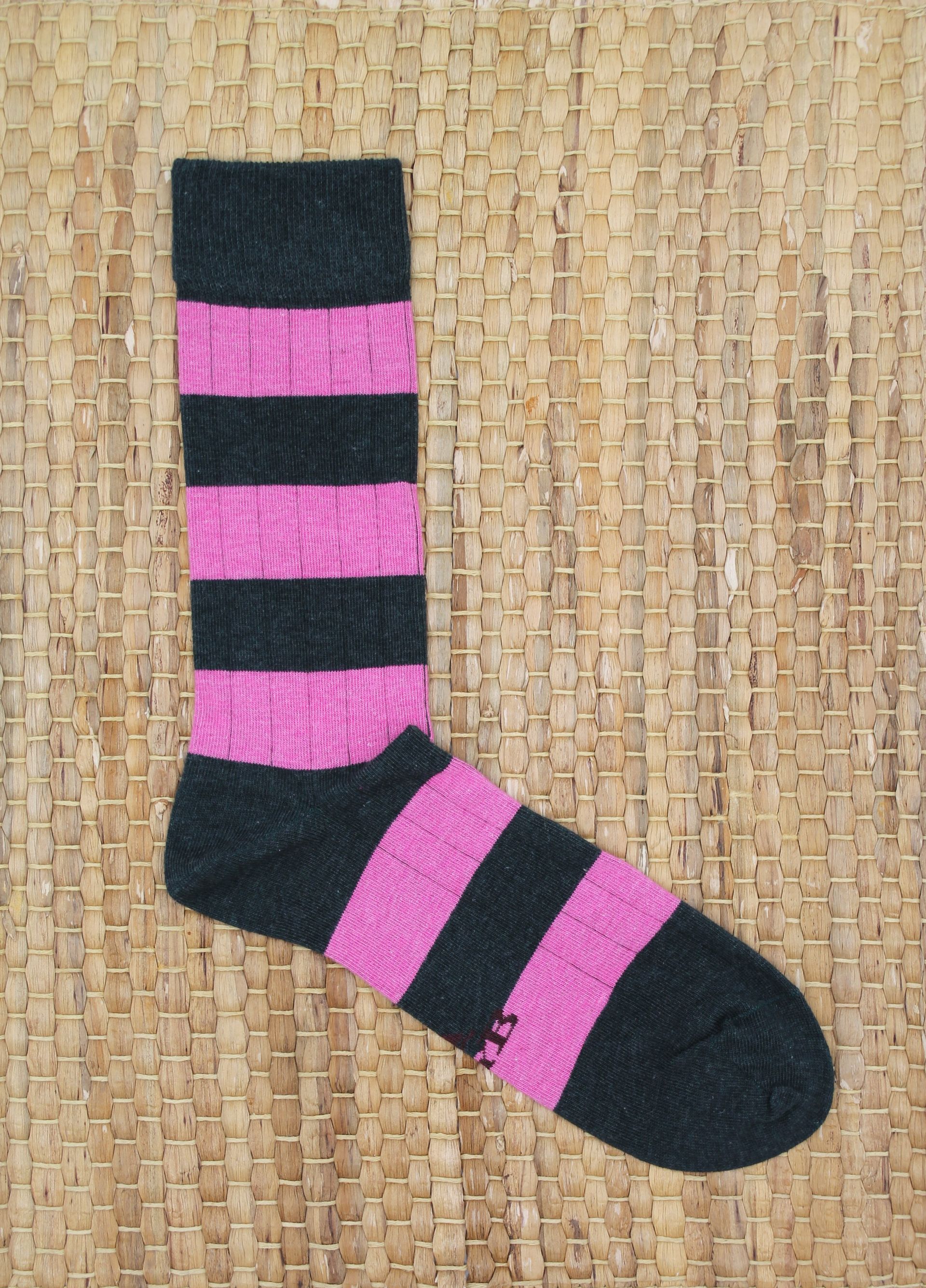 CALCETINES CANALÉ RAYAS ROSAS - VERDE BOTELLA B2B