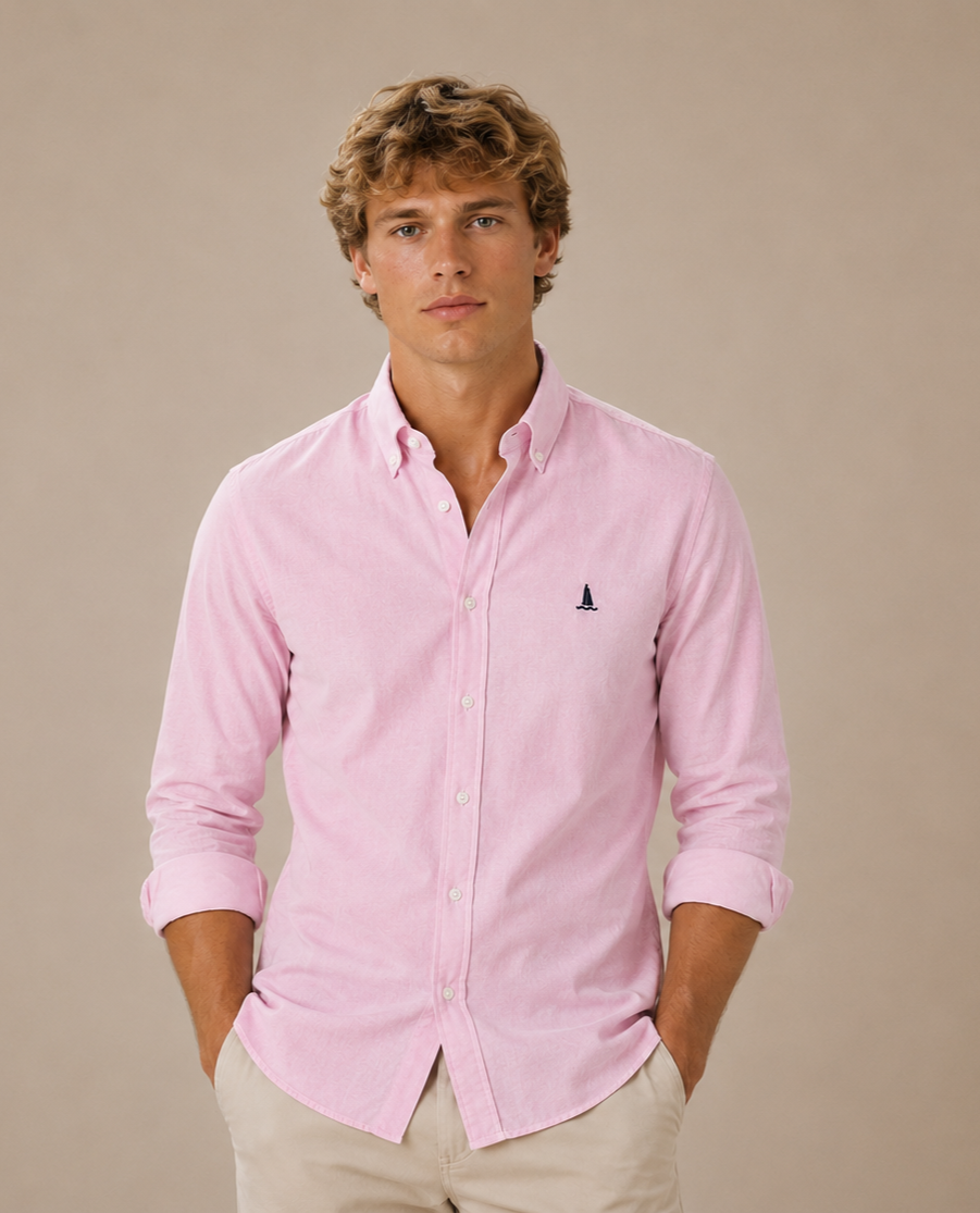 CAMISA OXFORD ROSA / BOTONES EN EL CUELLO