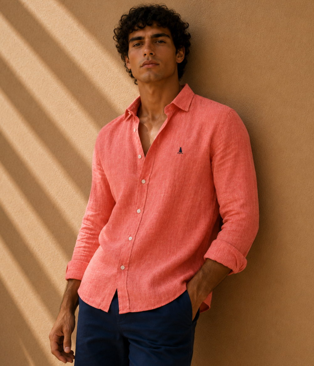 CAMISA LINO CORAL