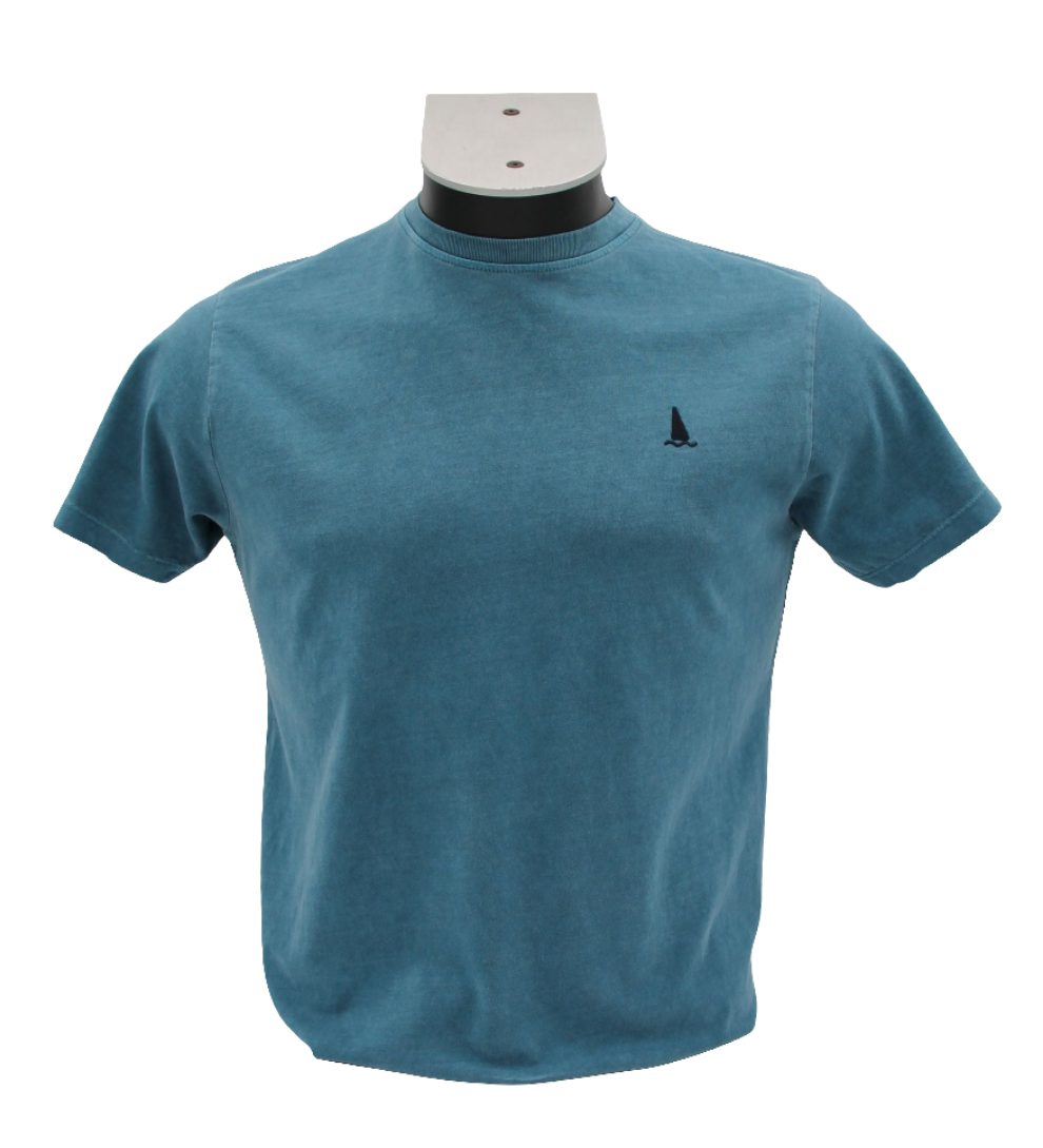 CAMISETA AZUL EGEO LOGO BORDADO