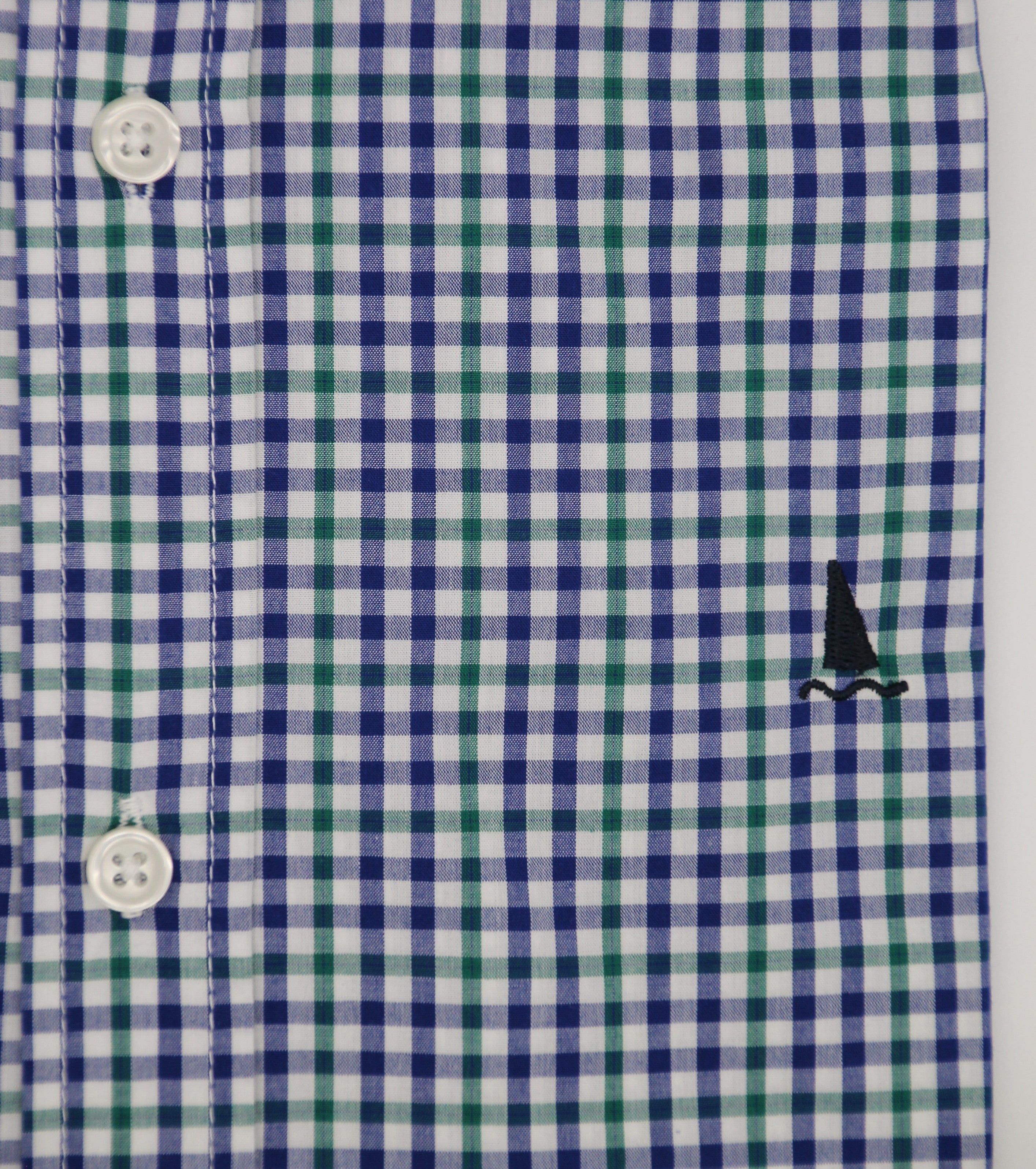 CAMISA CUADRO VICHY VERDE, AZUL Y BLANCO / BOTONES EN EL CUELLO