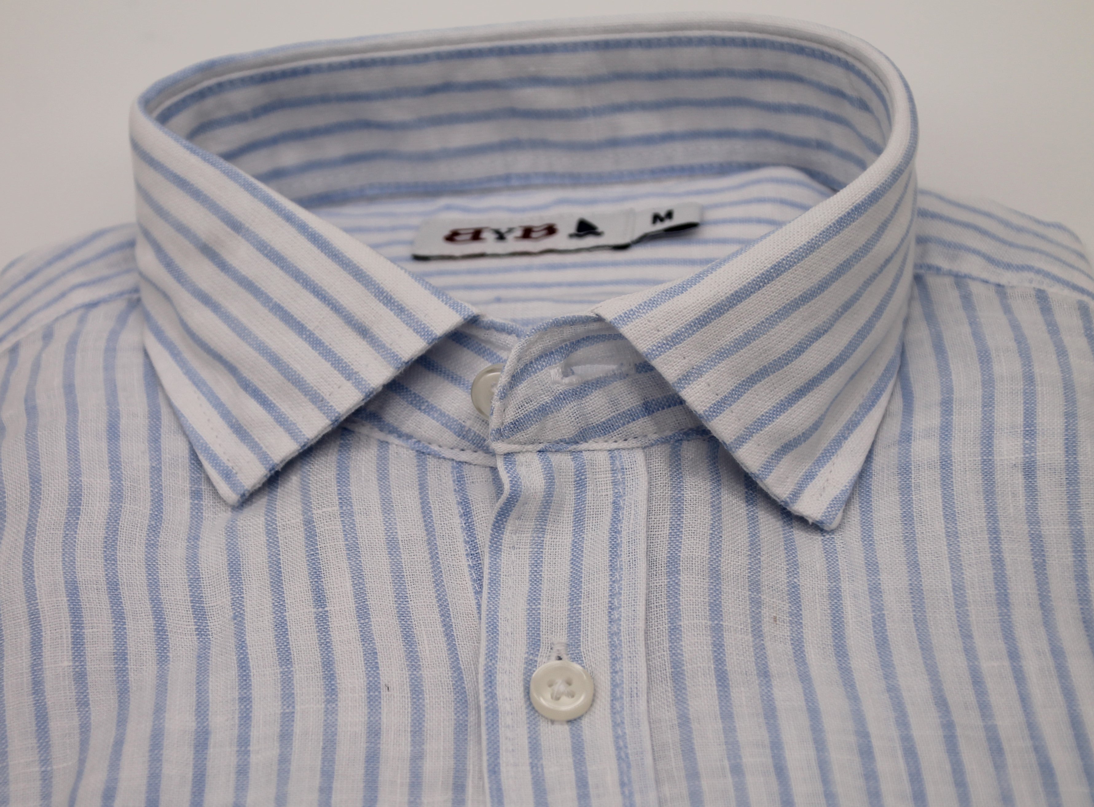 CAMISA LINO RAYAS AZULES Y BLANCAS