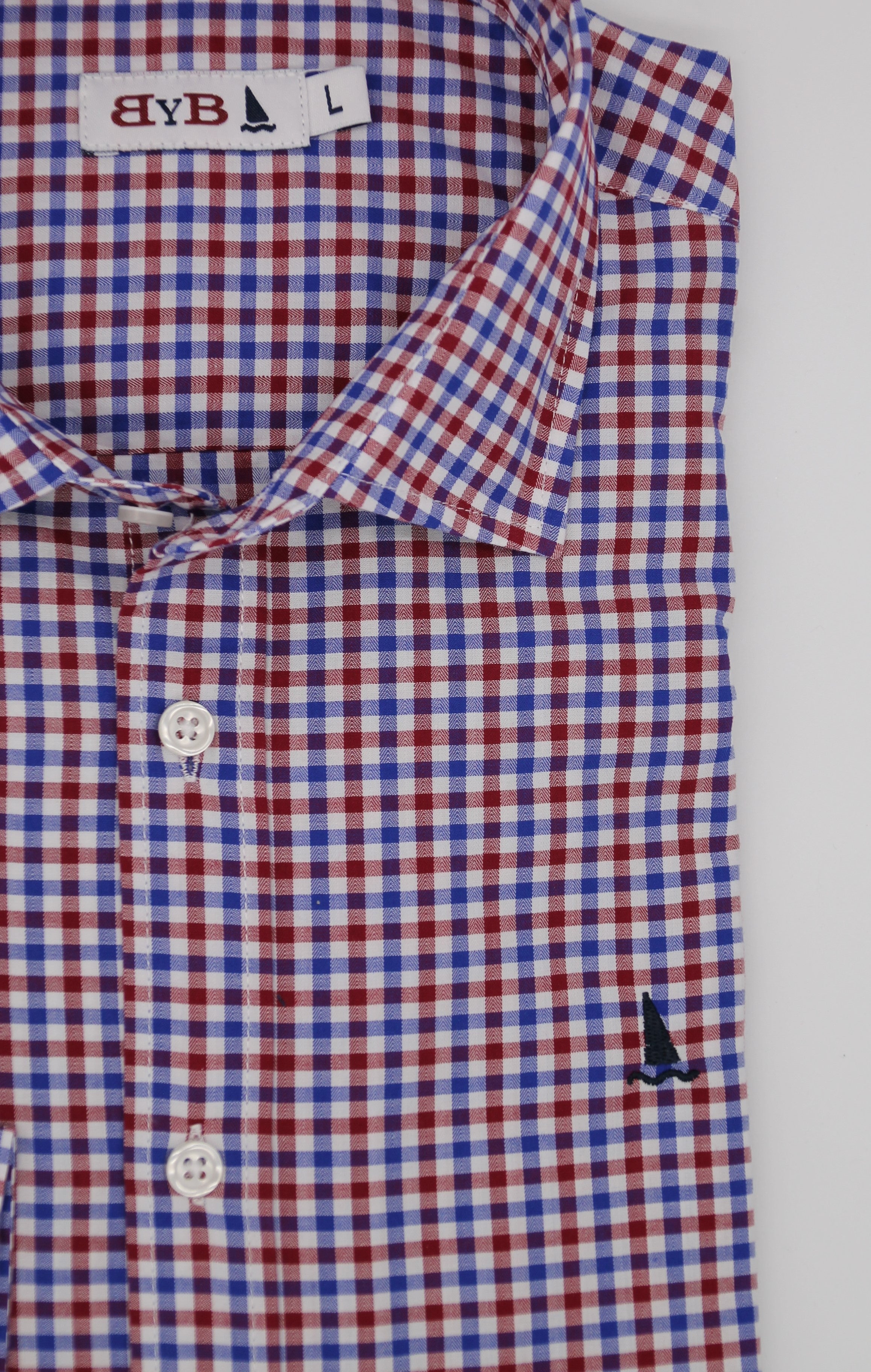 CAMISA CUADRO VICHY GRANATE, AZUL Y BLANCO