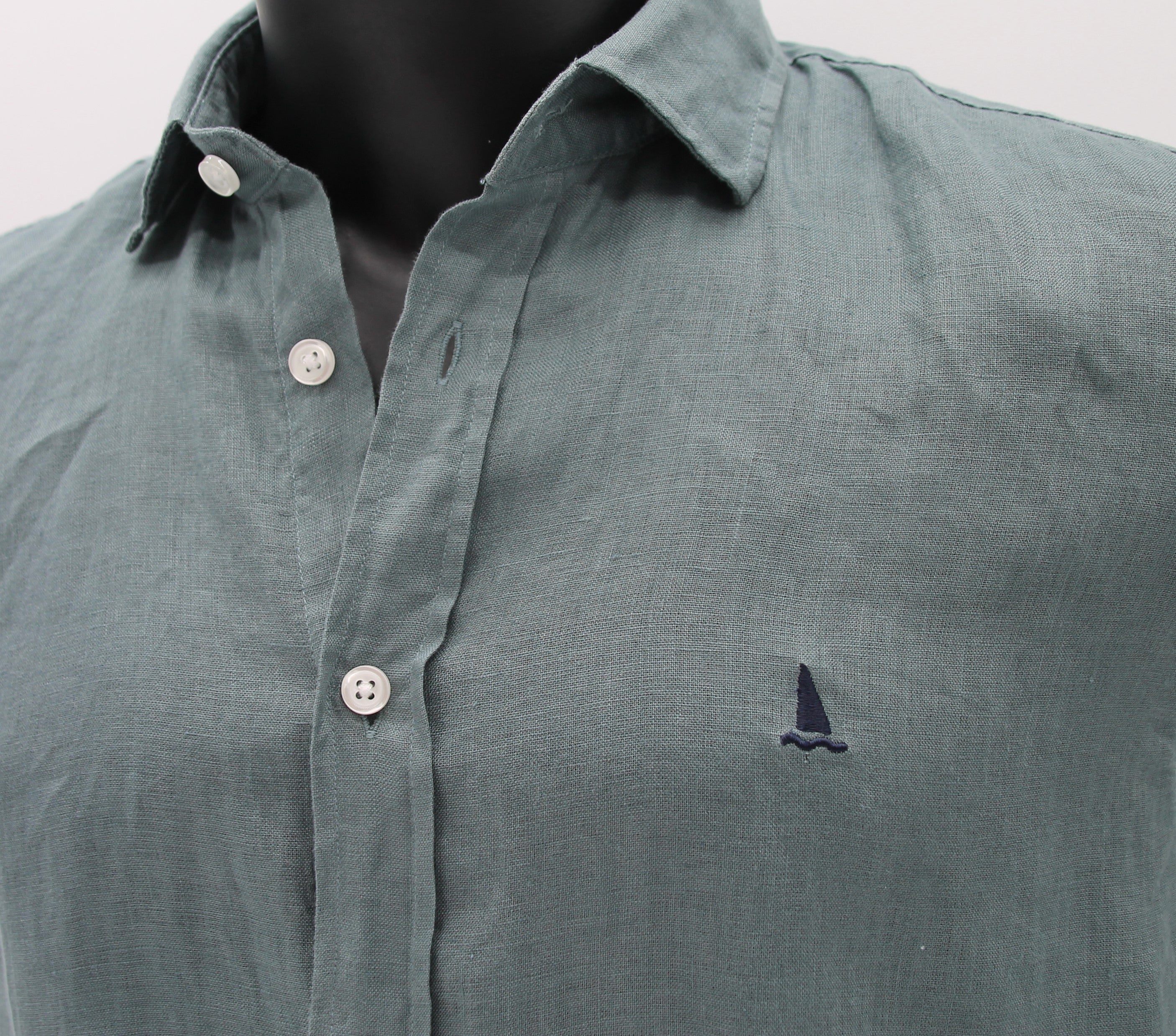 CAMISA LINO VERDE GRISÁCEO