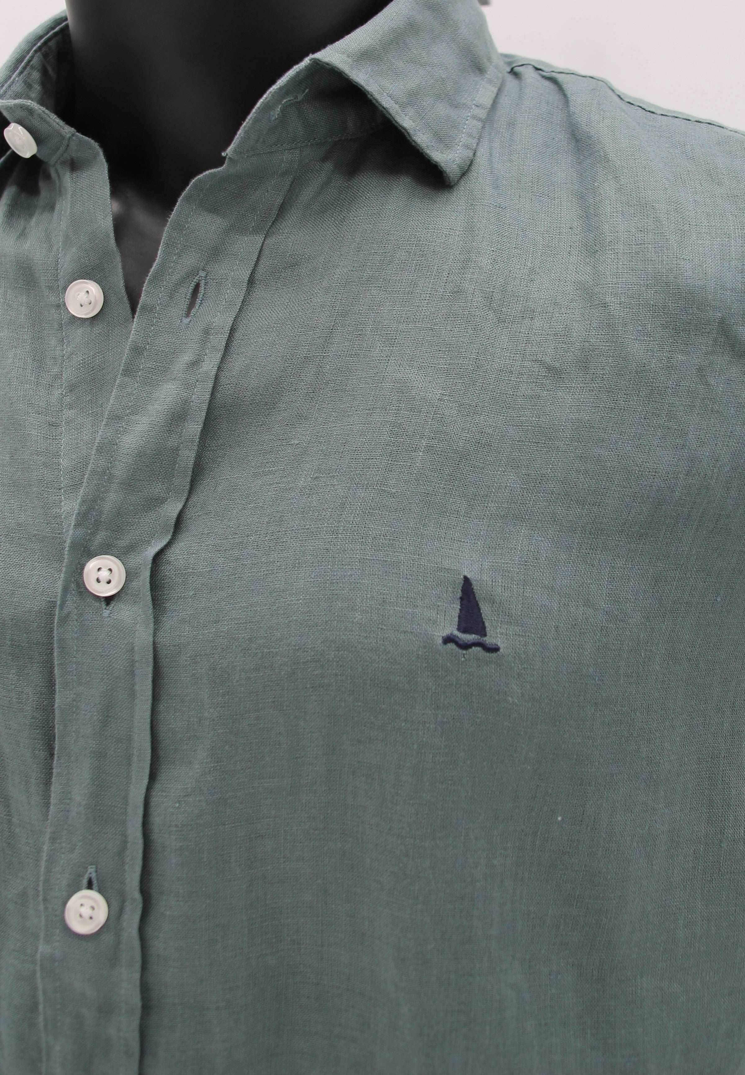 CAMISA LINO VERDE GRISÁCEO