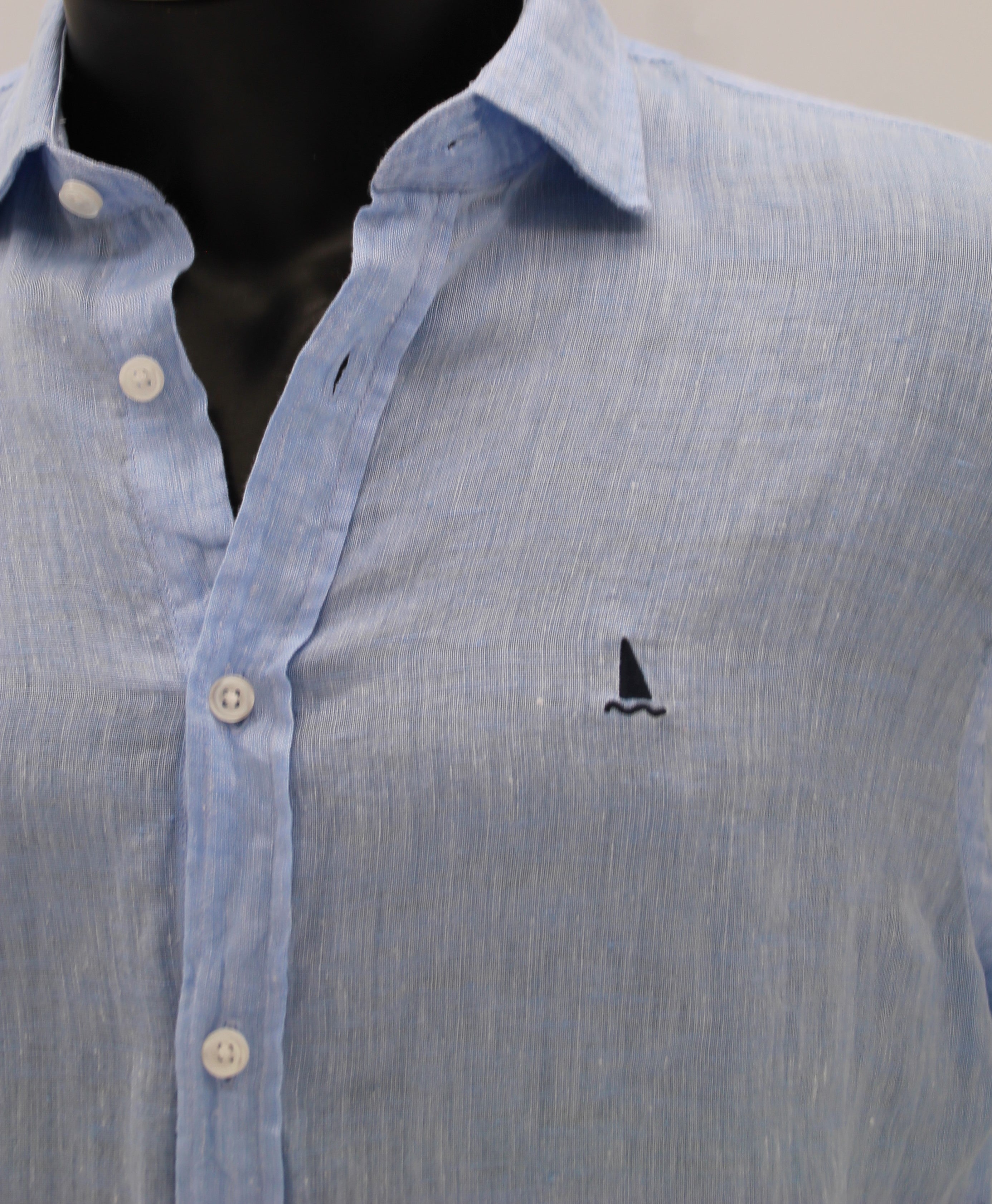 CAMISA LINO AZUL CELESTE