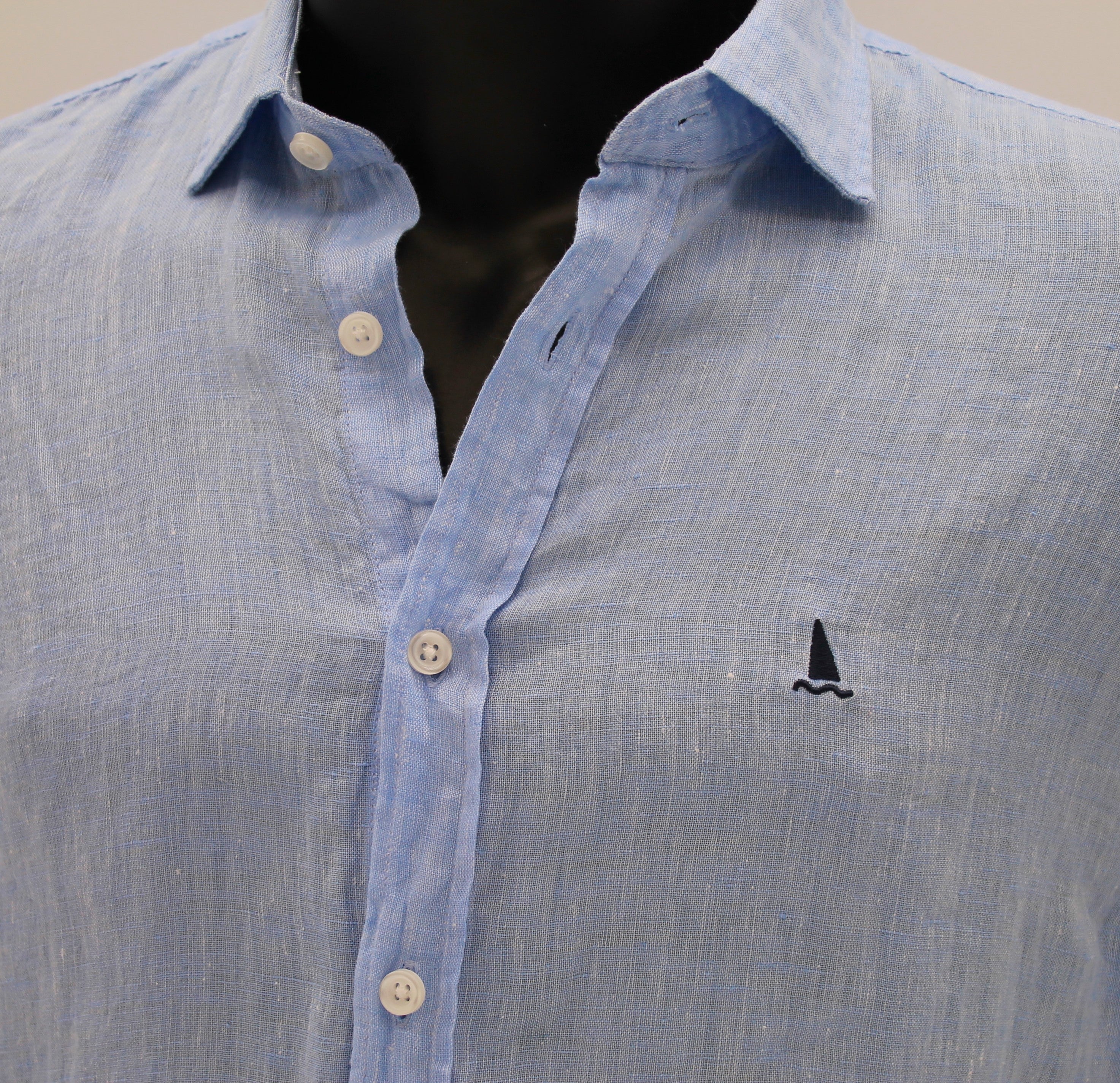 CAMISA LINO AZUL CELESTE