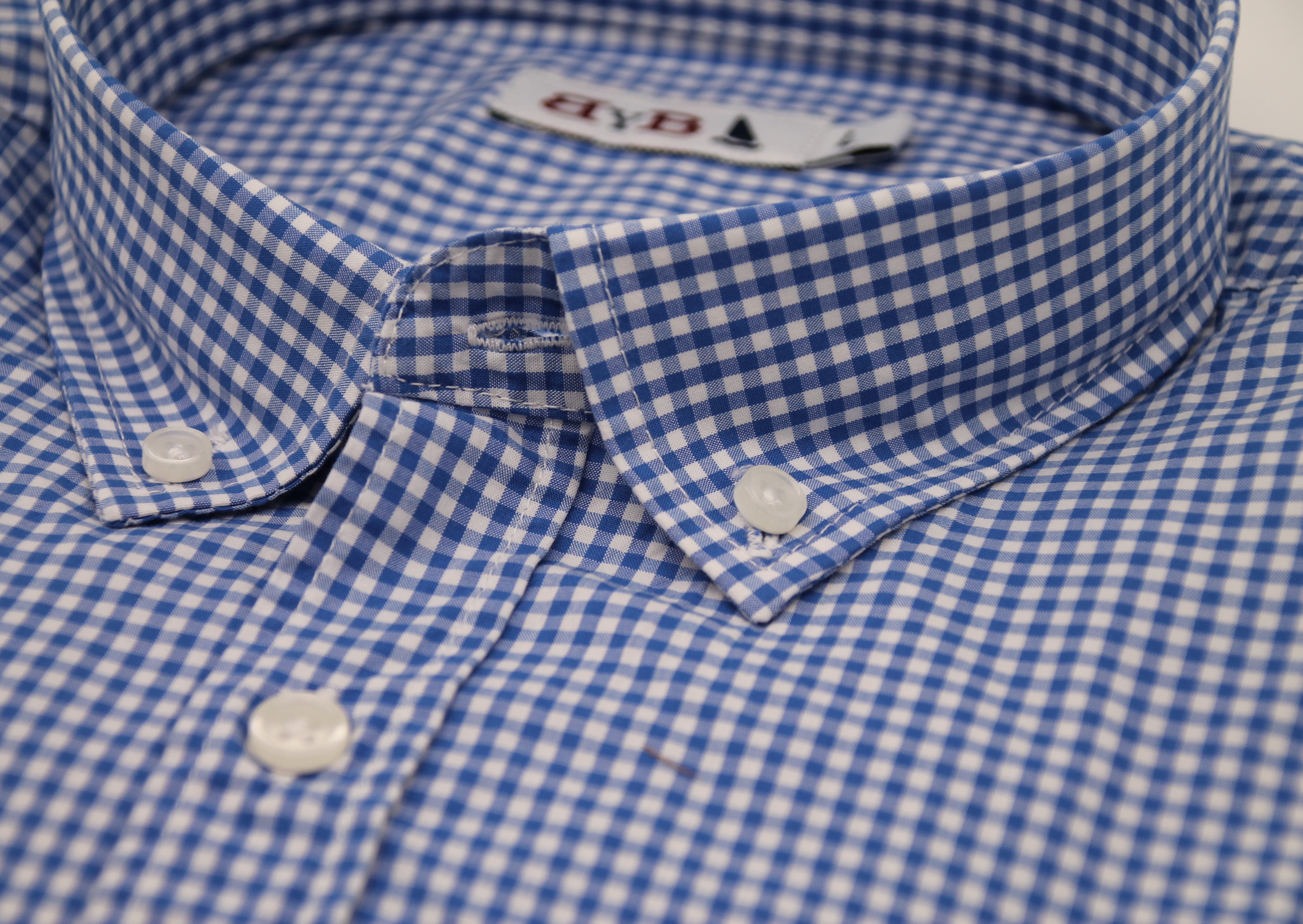 CAMISA CUADRO VICHY AZULÓN / BOTONES EN EL CUELLO