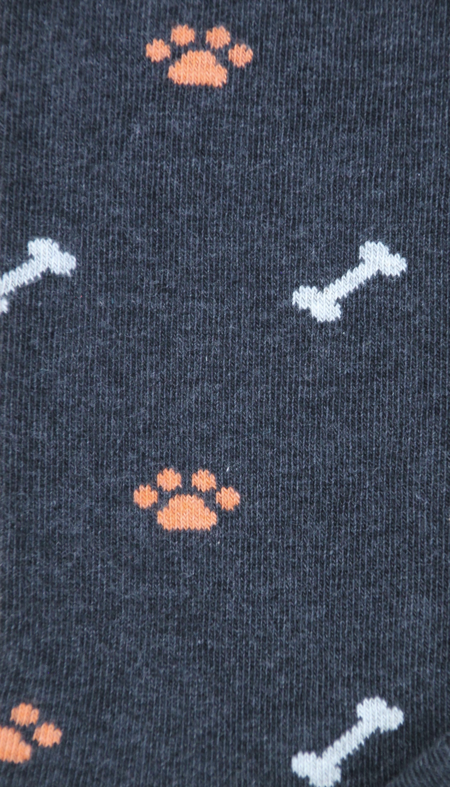 CALCETINES HUELLAS Y HUESOS GRIS OSCURO-NARANJA Y BLANCO B2B