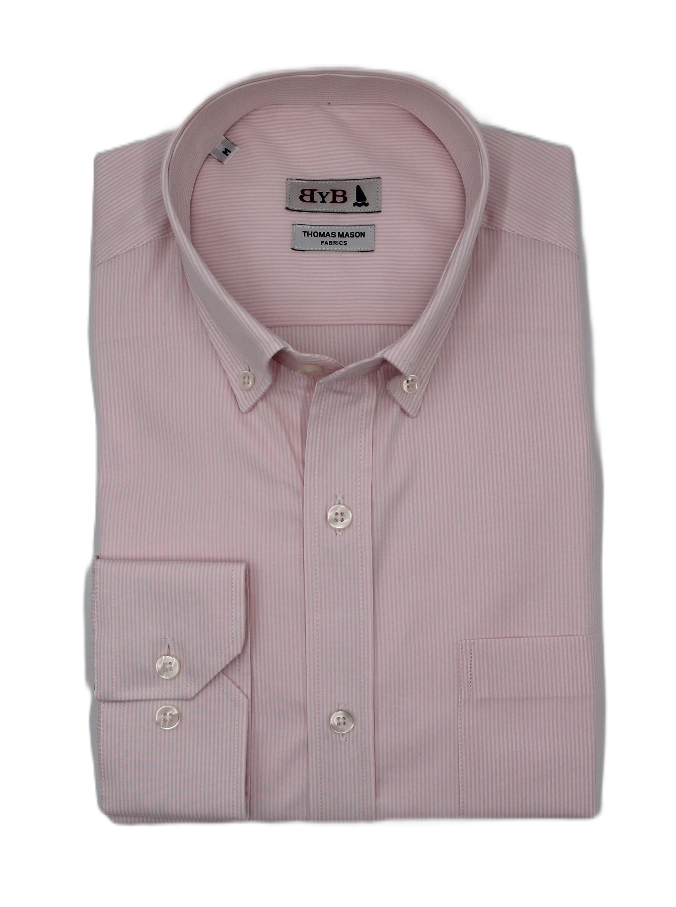 CAMISA BYB X THOMAS MASON - RAYAS ROSA / BOLSILLO