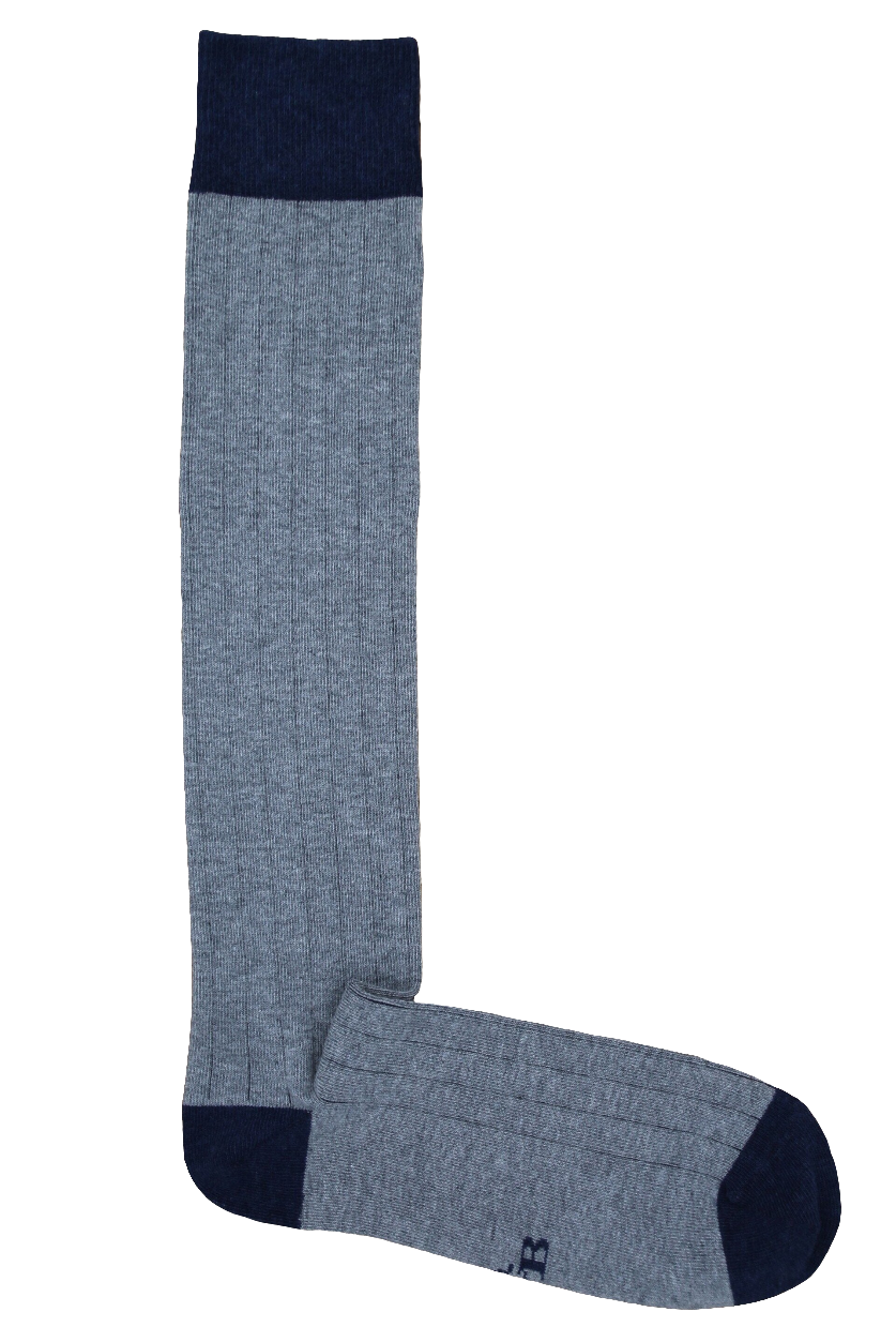 CALCETINES LARGOS CANALÉ GRIS CLARO - AZUL MARINO