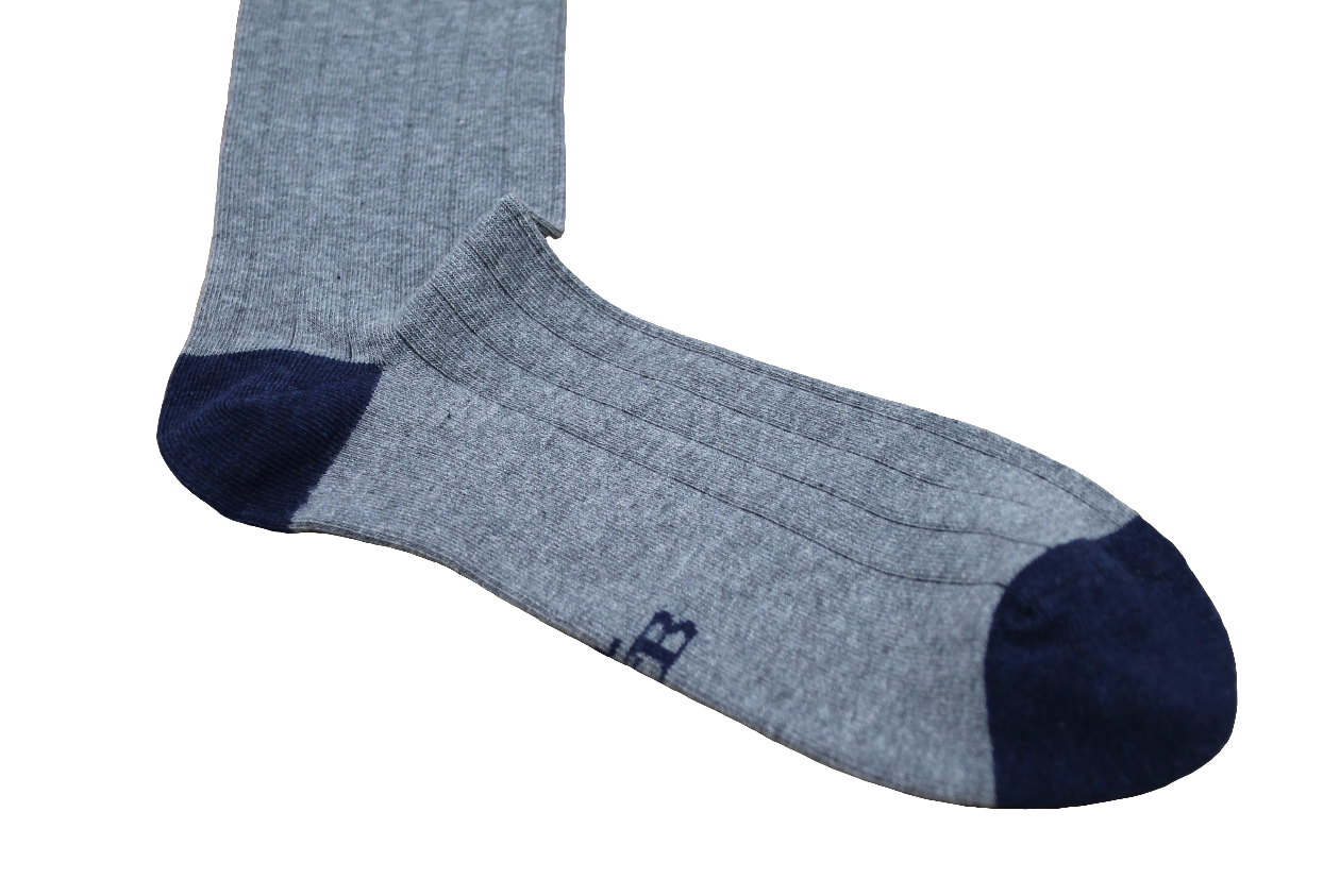 CALCETINES CANALÉ GRIS CLARO - AZUL MARINO