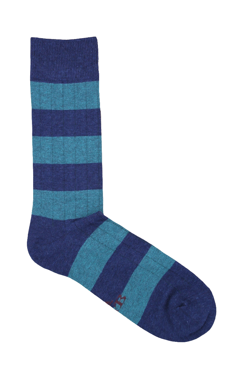 CALCETINES CANALÉ RAYAS AZUL MARINO - VERDE