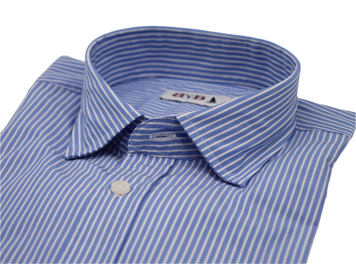 CAMISA AZULÓN RAYA FINA BLANCA