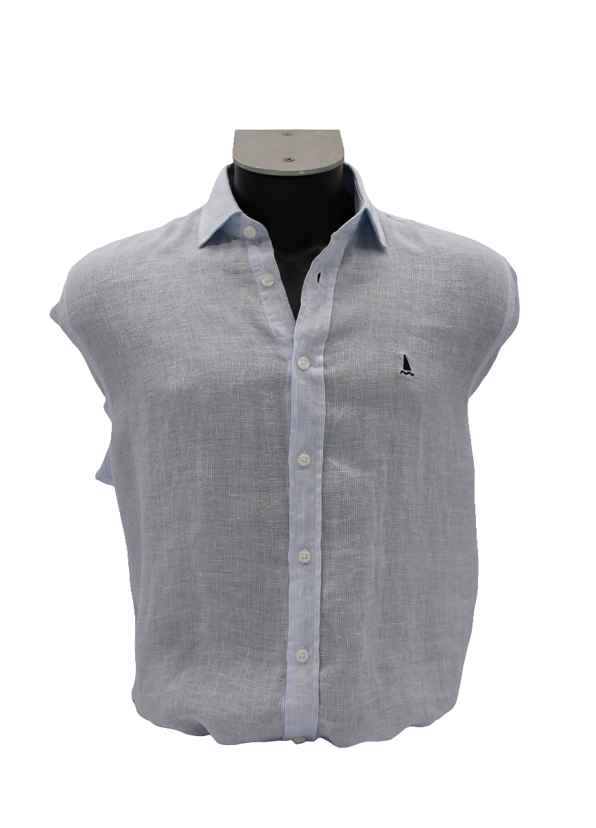 CAMISA LINO MILRAYAS AZULES Y BLANCAS
