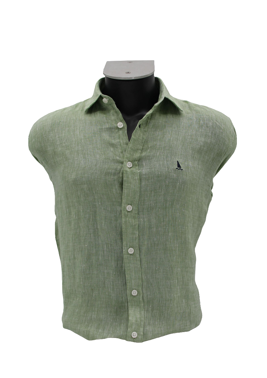CAMISA LINO VERDE SALVIA