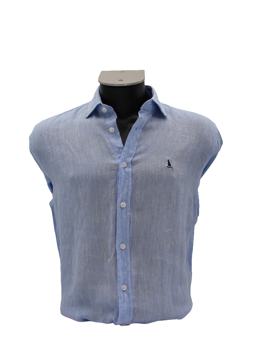 CAMISA LINO AZUL CELESTE