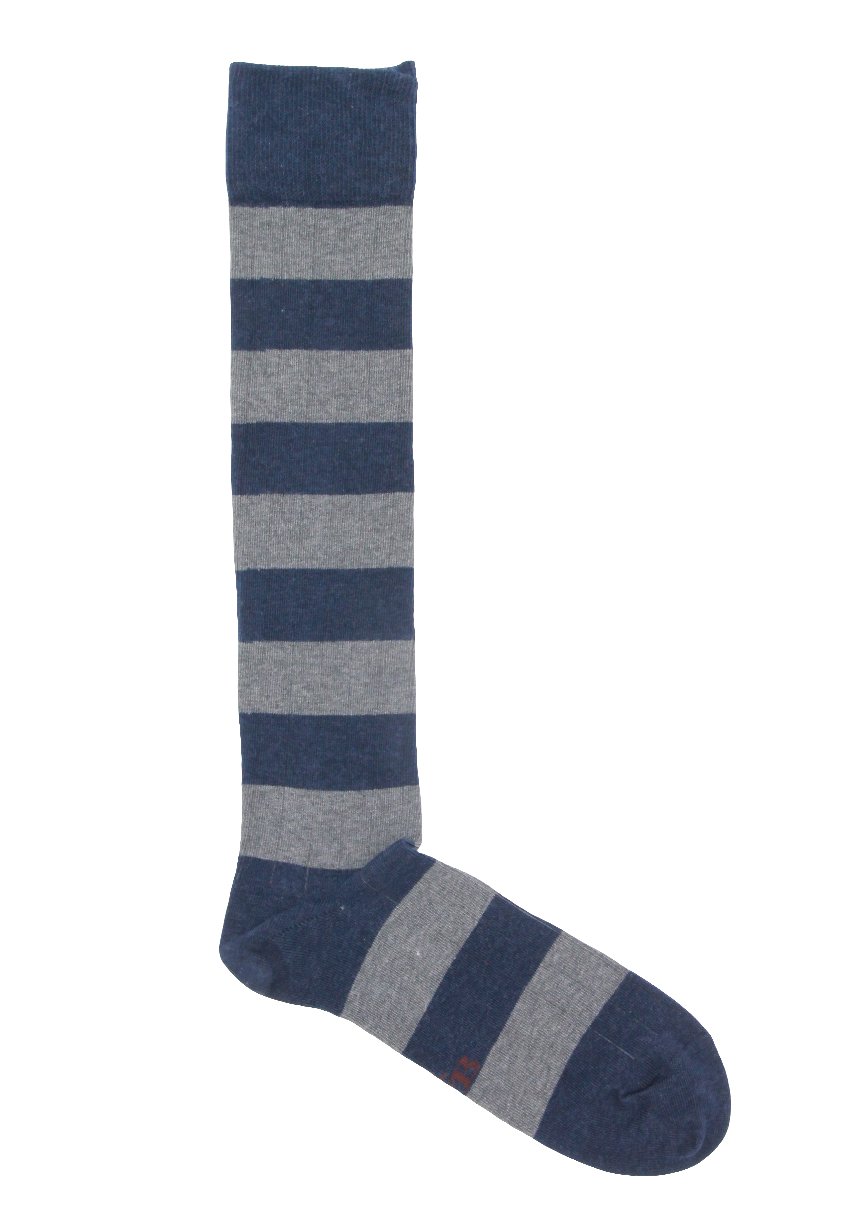 CALCETINES LARGOS CANALÉ RAYAS AZÚL MARINO GRIS