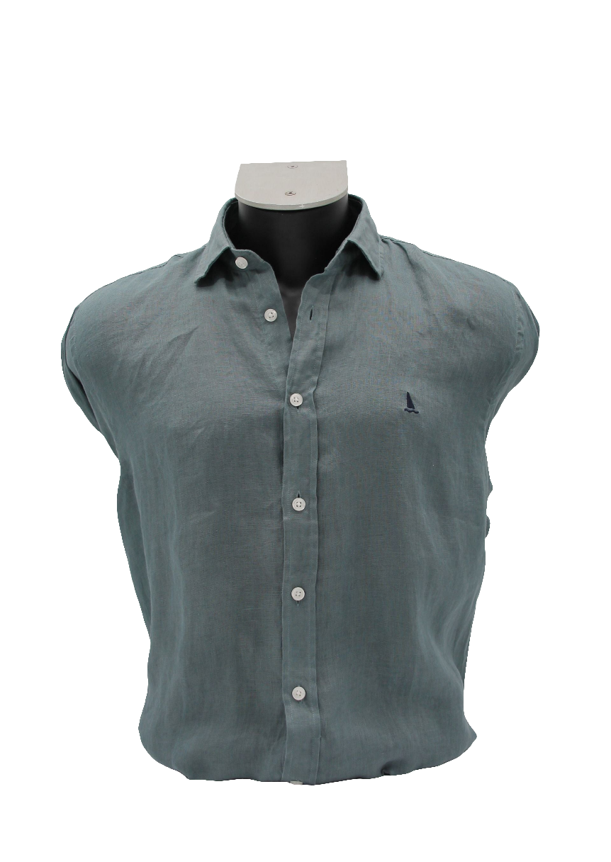 CAMISA LINO VERDE GRISÁCEO