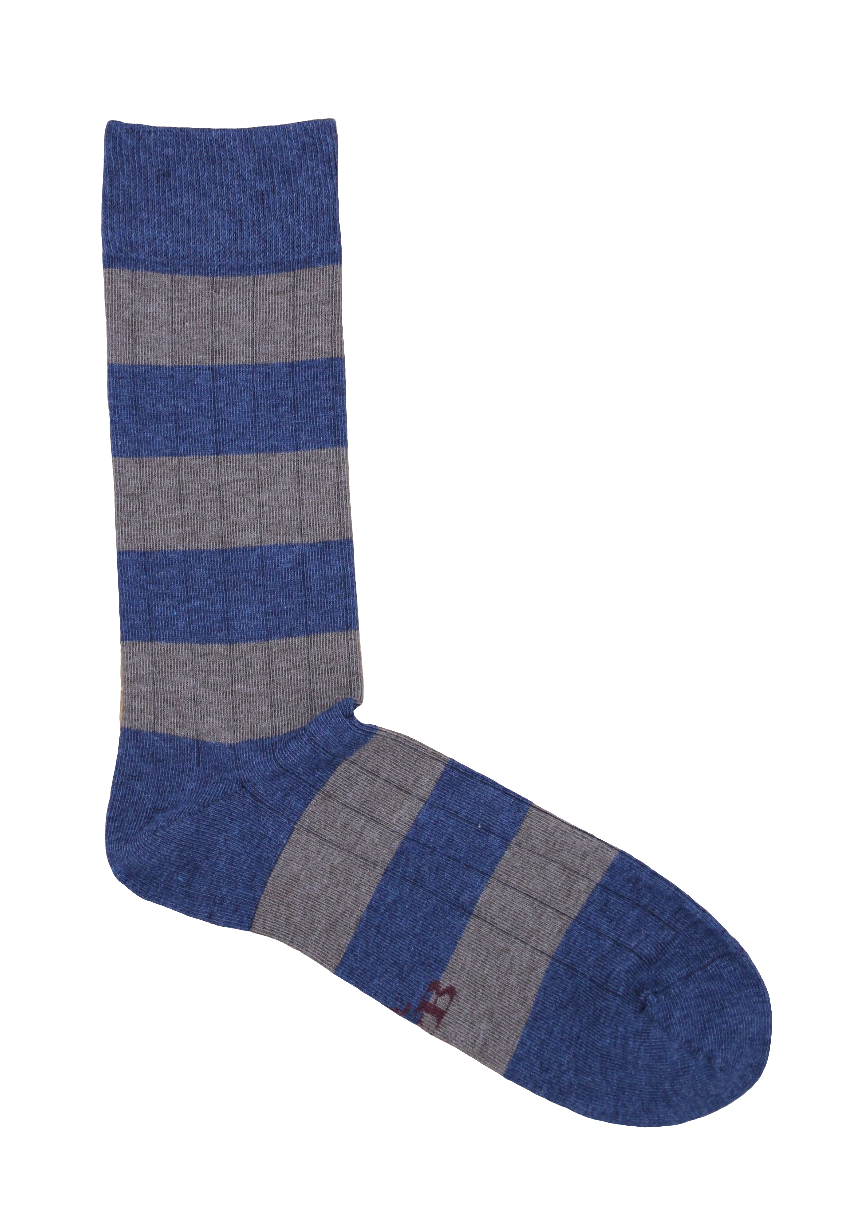 CALCETINES CANALÉ RAYAS AZUL MARINO - MARRÓN
