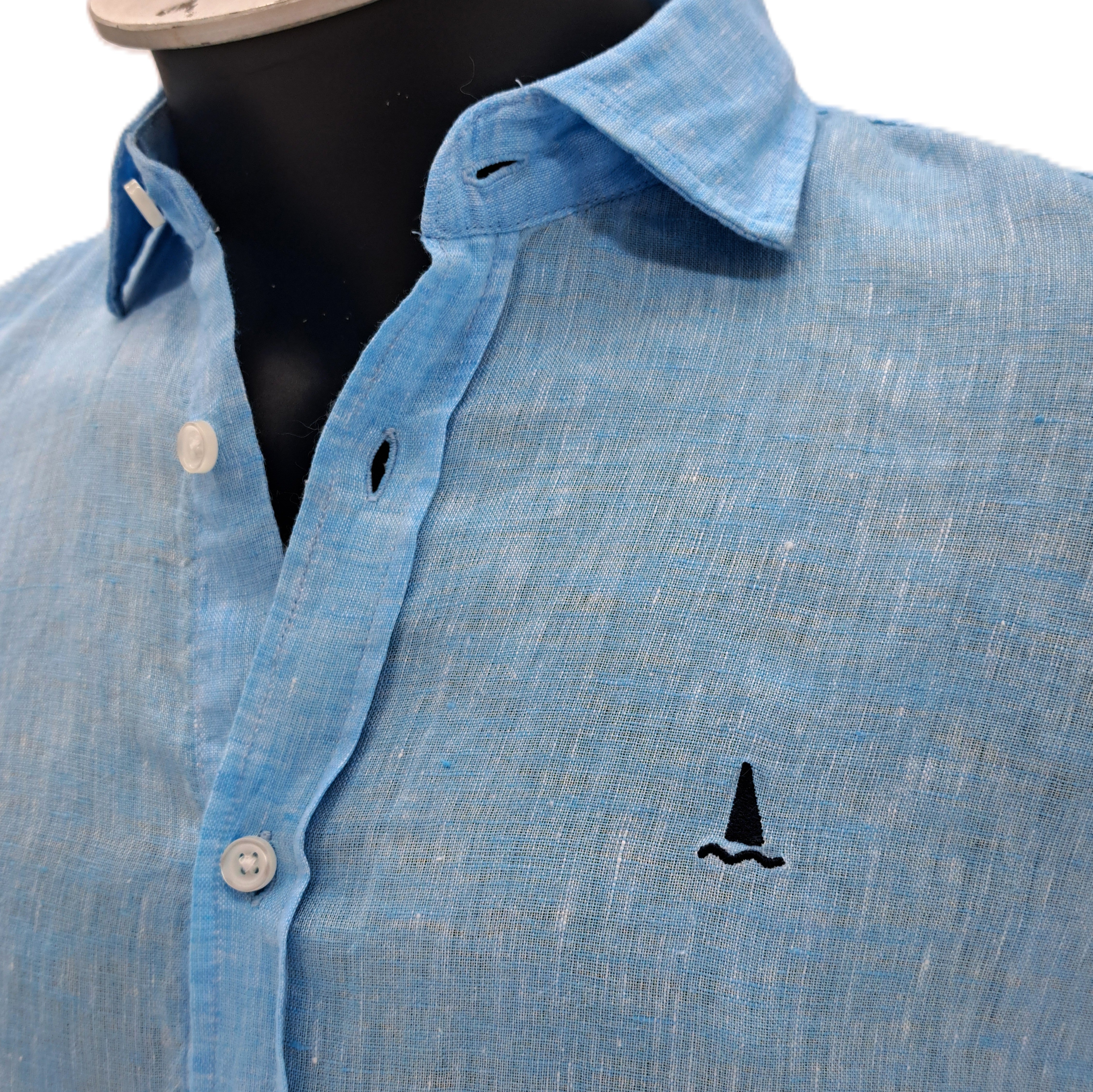 CAMISA LINO AZUL TURQUESA