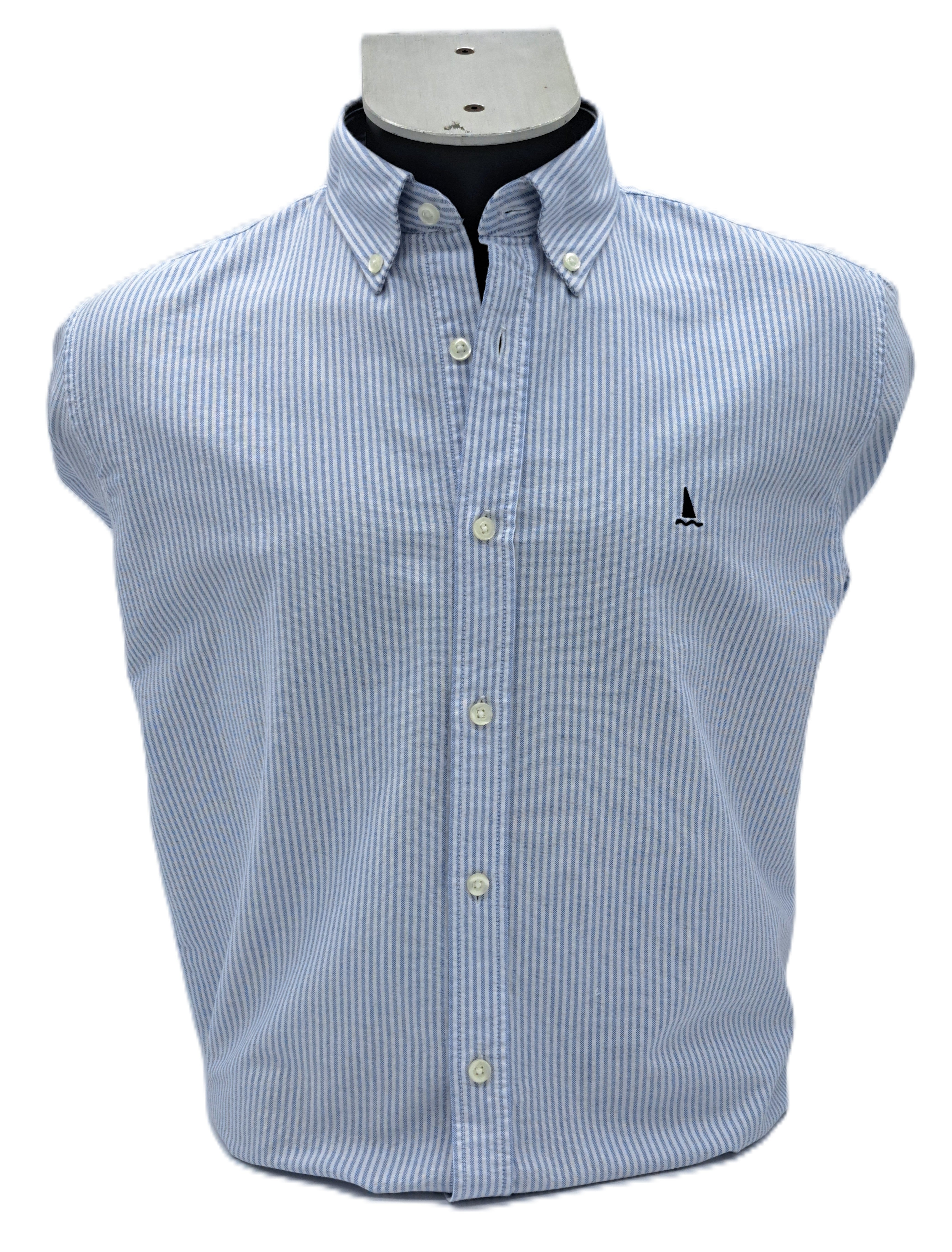 BLUE OXFORD SHIRT WITH POCKET/BUTTONS ON THE COLLAR