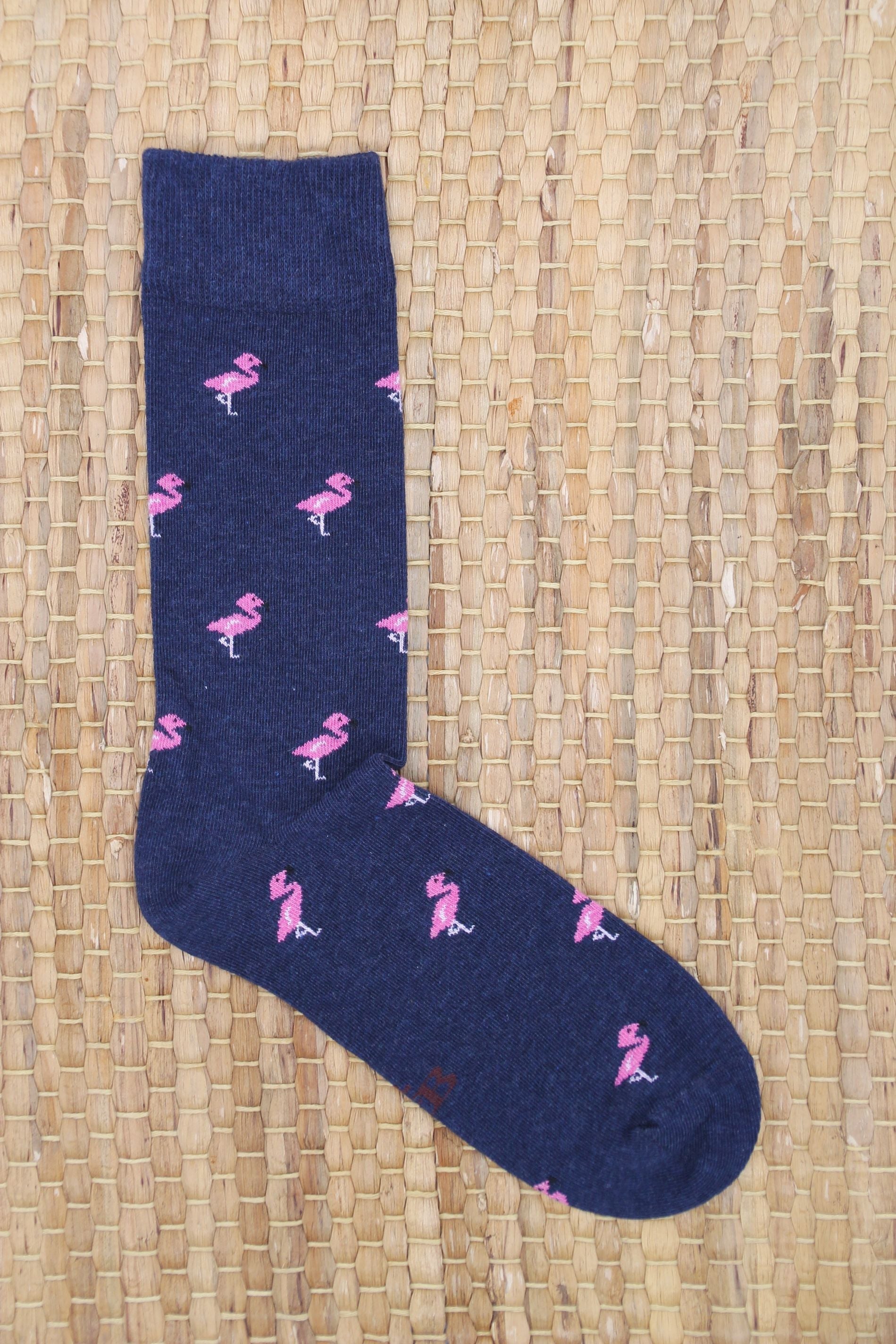NAVY BLUE FLAMINGO SOCKS B2B