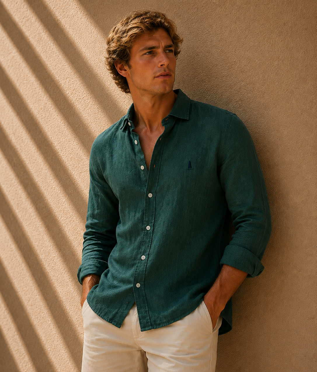 CAMISA LINO VERDE BOTELLA
